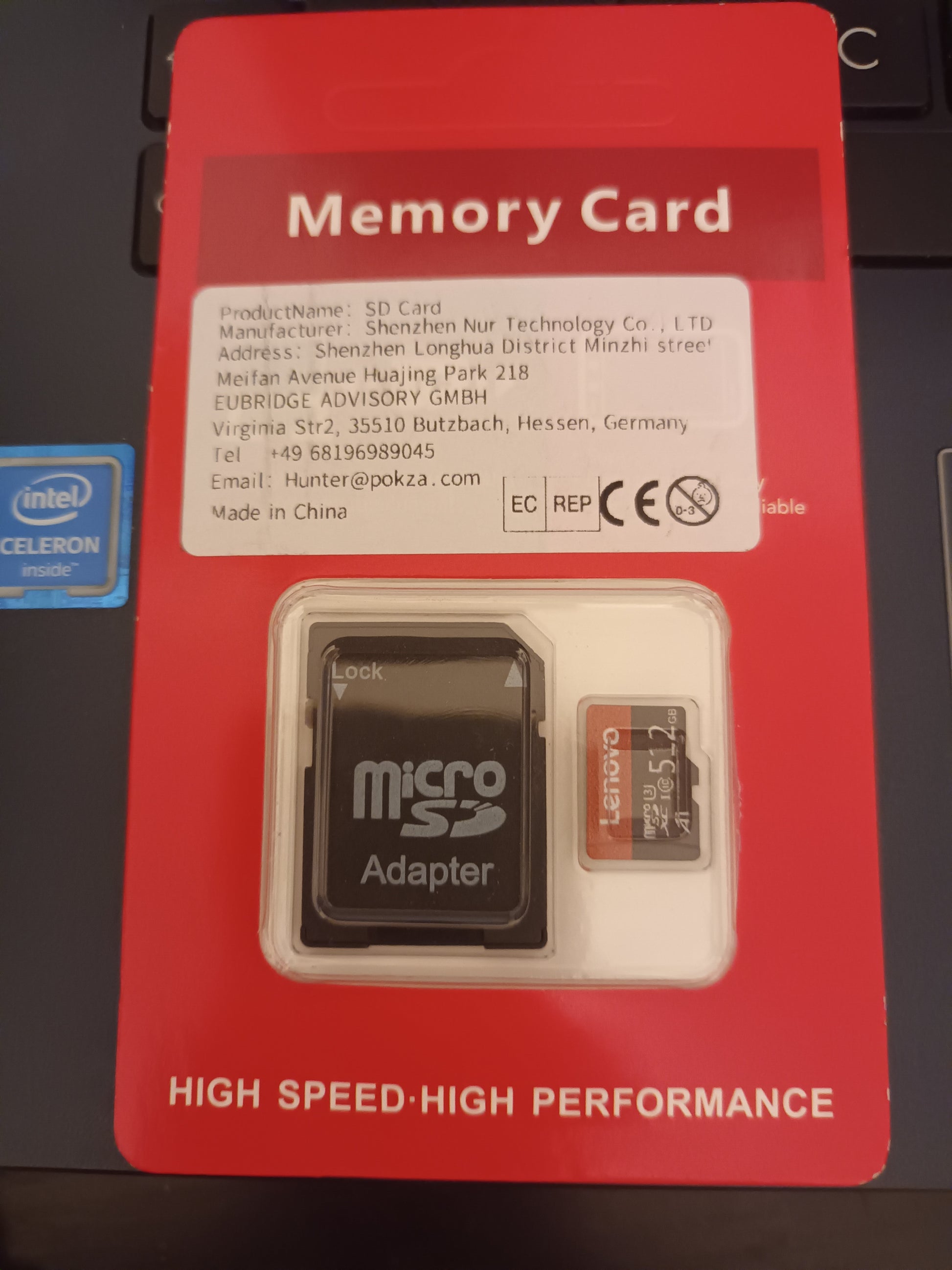 Carte Micro SD 512 Go Lenovo avec adaptateur SD. 4K High Performance